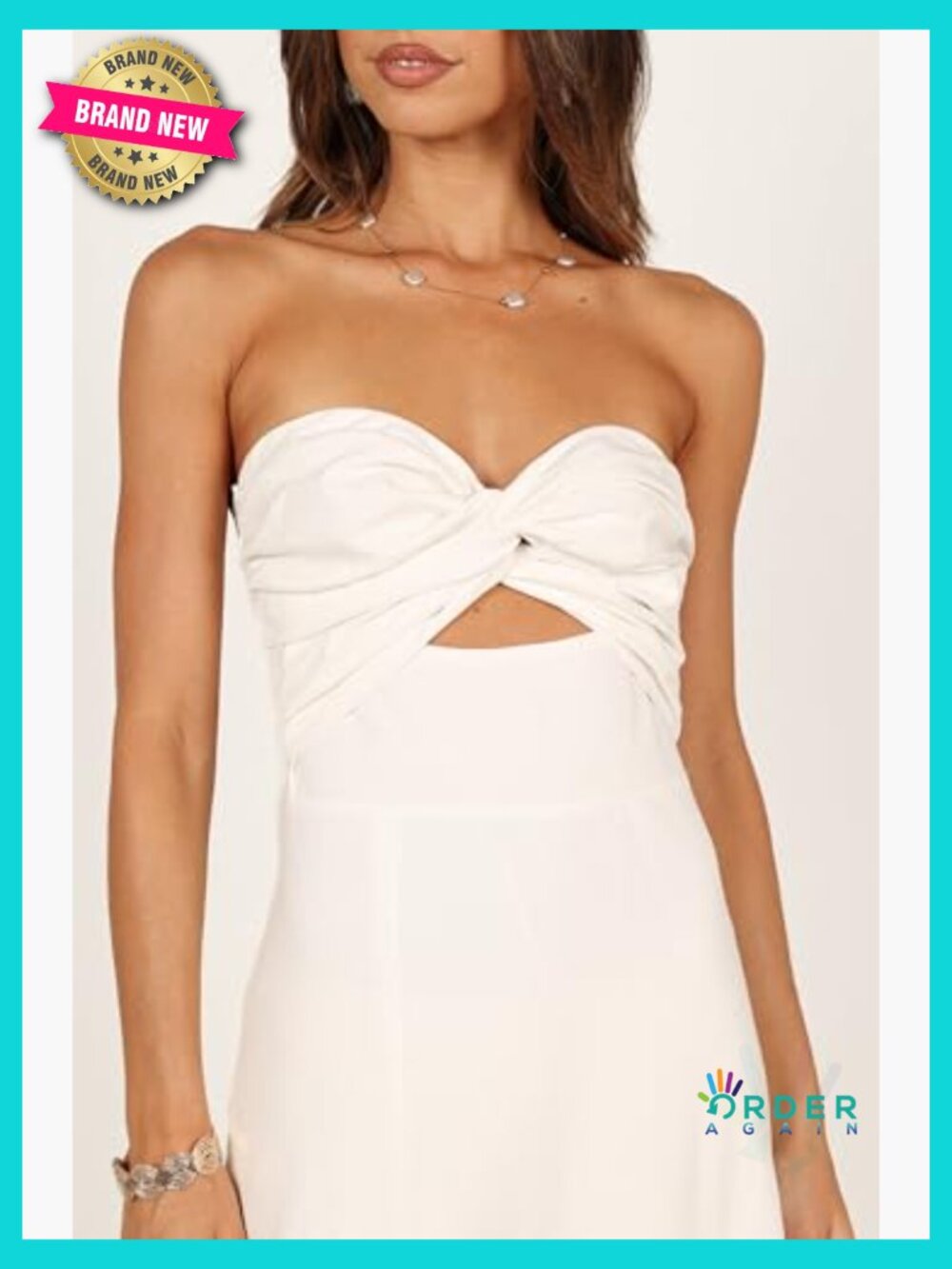 Rosetta Midi Dress Strapless Sweetheart Twist Knot Cut Out Back Shirred - Picture 2 of 6